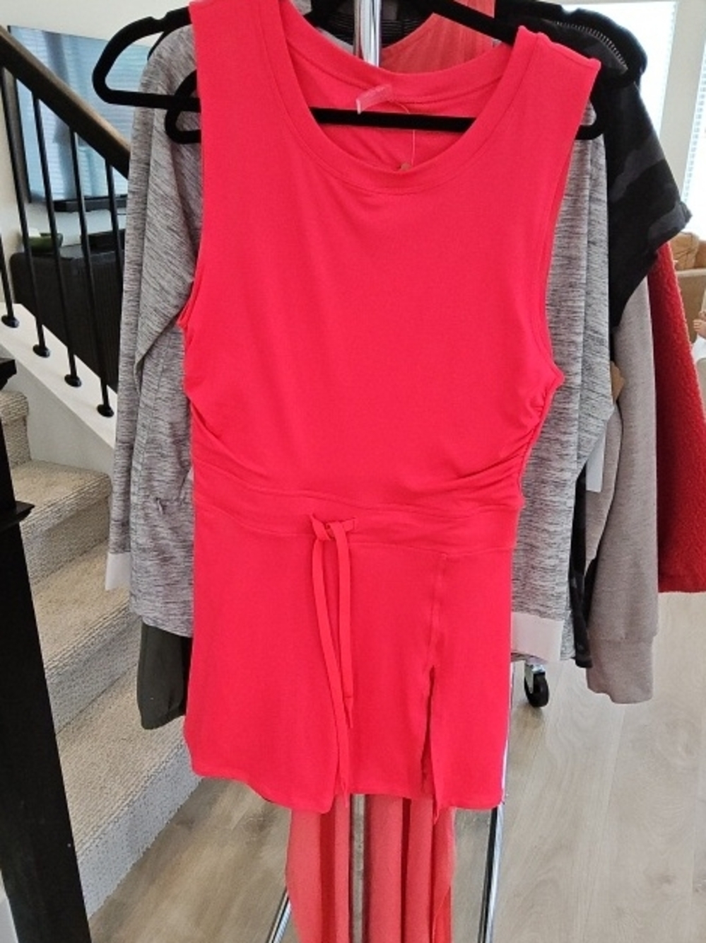 Free People Bright Red Sleeveless Drawstring Mini Dress